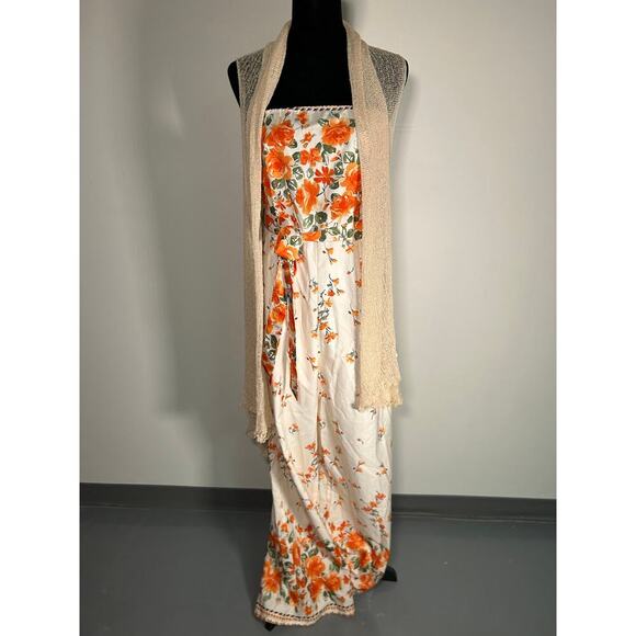 GOMORN 2 peace, Strapless Wide Leg Jumpsuit floral orange Sz XL 12 44 NWT - Picture 4 of 14